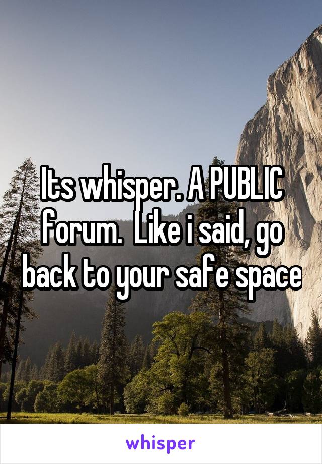 Its whisper. A PUBLIC forum.  Like i said, go back to your safe space