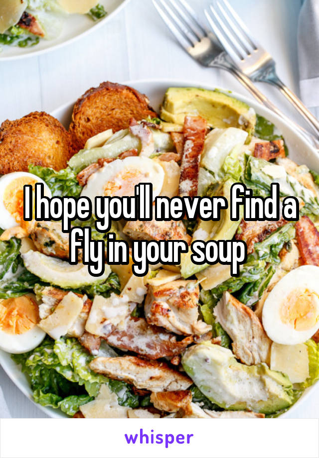 I hope you'll never find a fly in your soup 