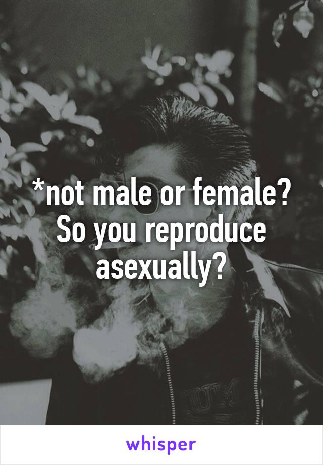 *not male or female? So you reproduce asexually?