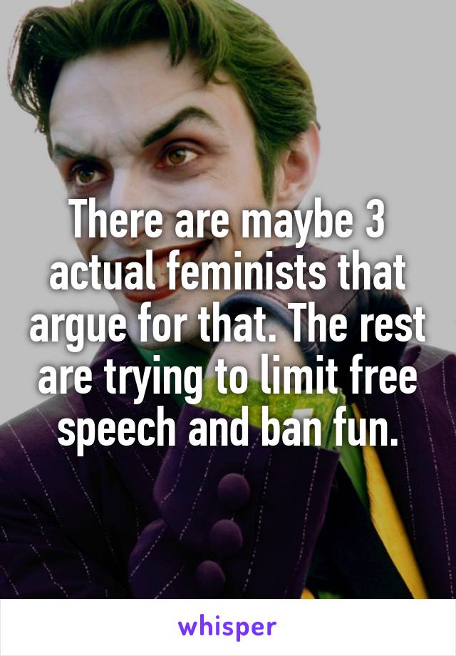 There are maybe 3 actual feminists that argue for that. The rest are trying to limit free speech and ban fun.