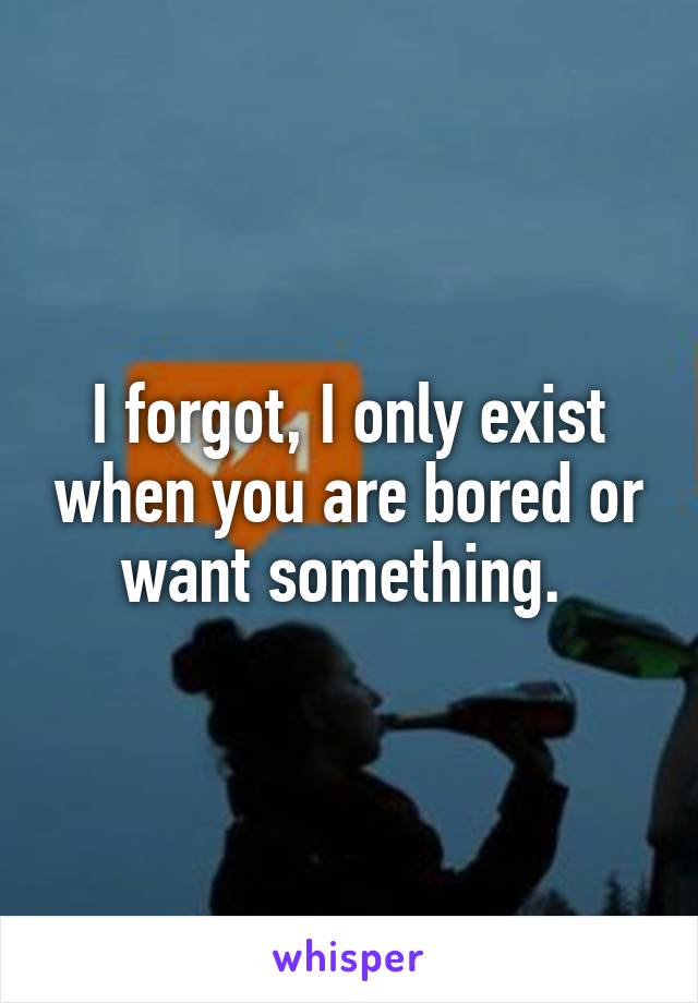 I forgot, I only exist when you are bored or want something. 