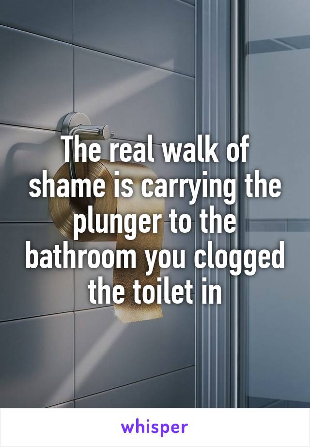 The real walk of shame is carrying the plunger to the bathroom you clogged the toilet in