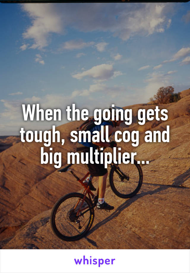 When the going gets tough, small cog and big multiplier...