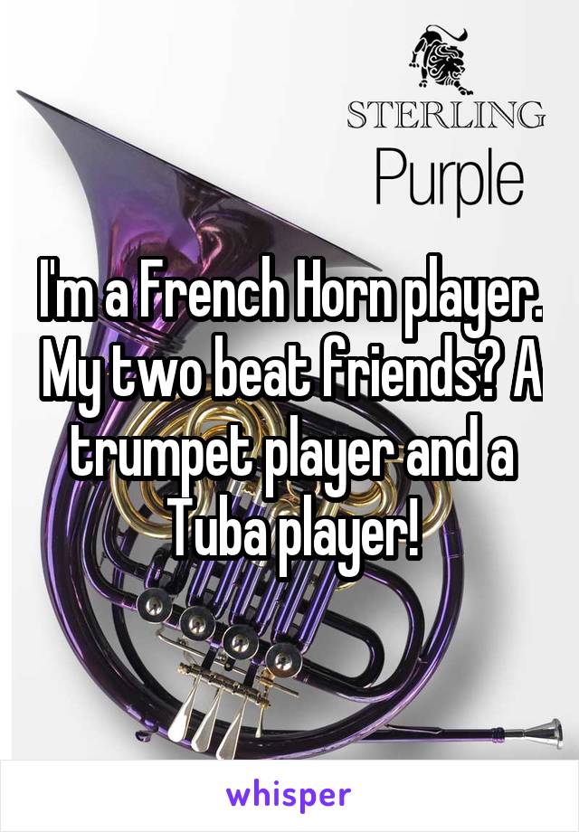 I'm a French Horn player. My two beat friends? A trumpet player and a Tuba player!