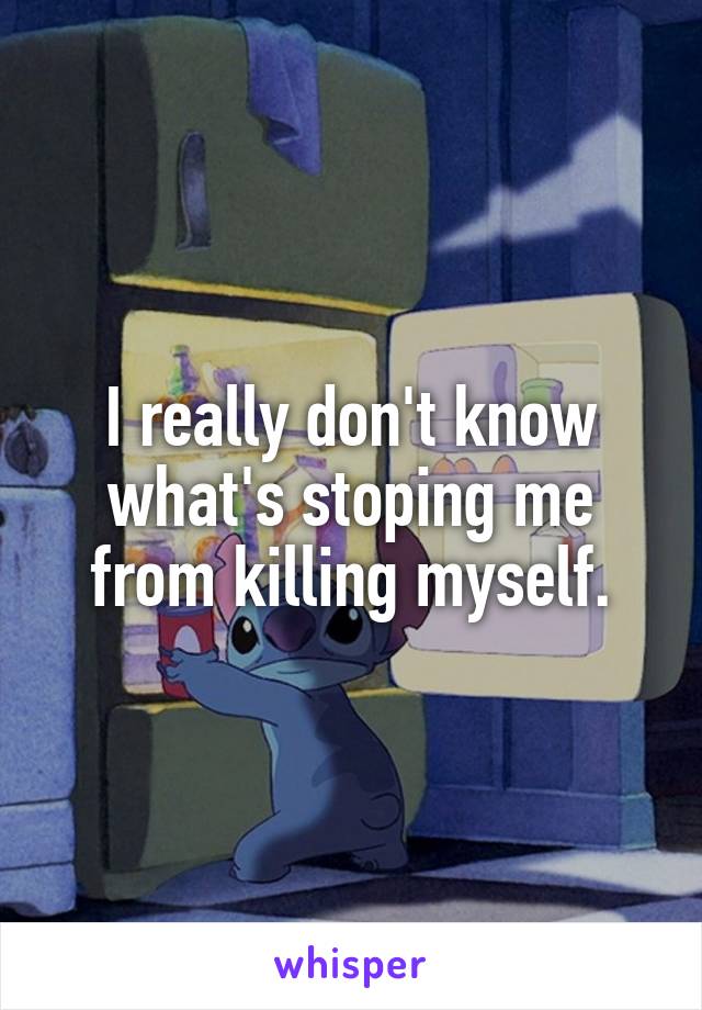 I really don't know what's stoping me from killing myself.