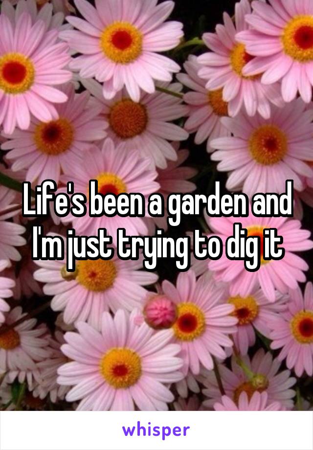 Life's been a garden and I'm just trying to dig it