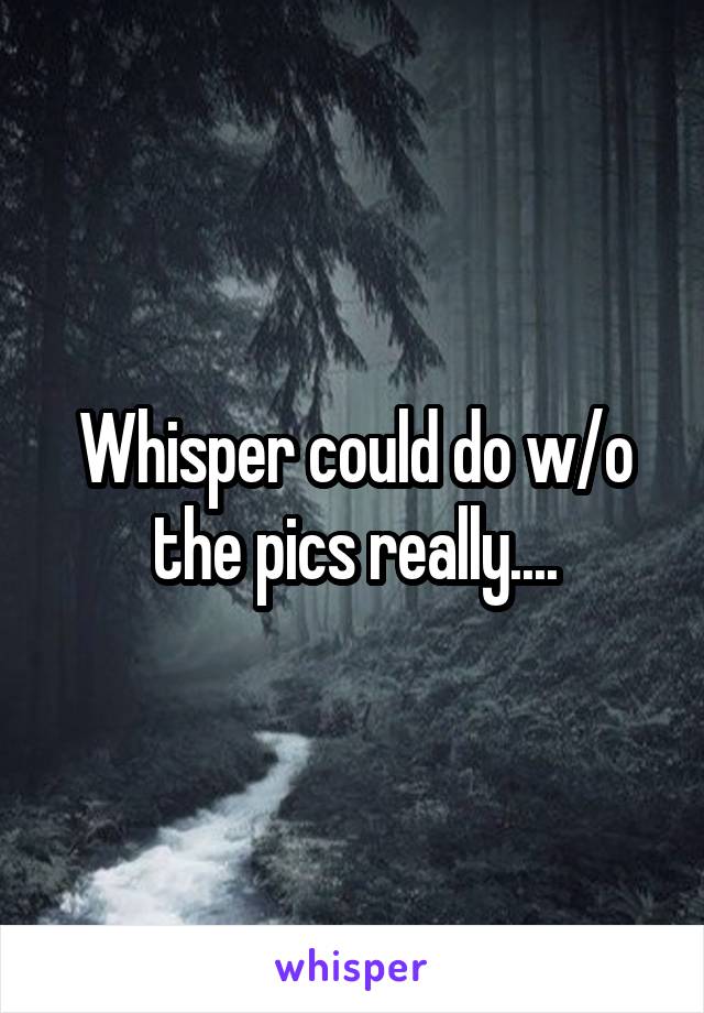 Whisper could do w/o the pics really....