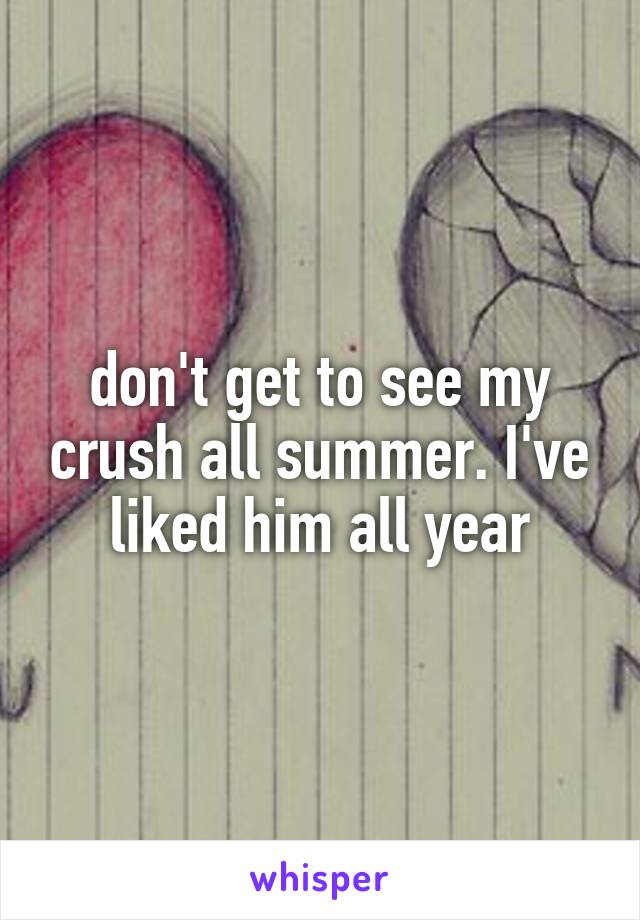 don't get to see my crush all summer. I've liked him all year