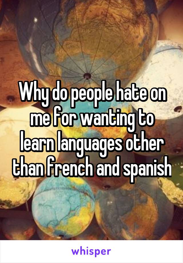 Why do people hate on me for wanting to learn languages other than french and spanish