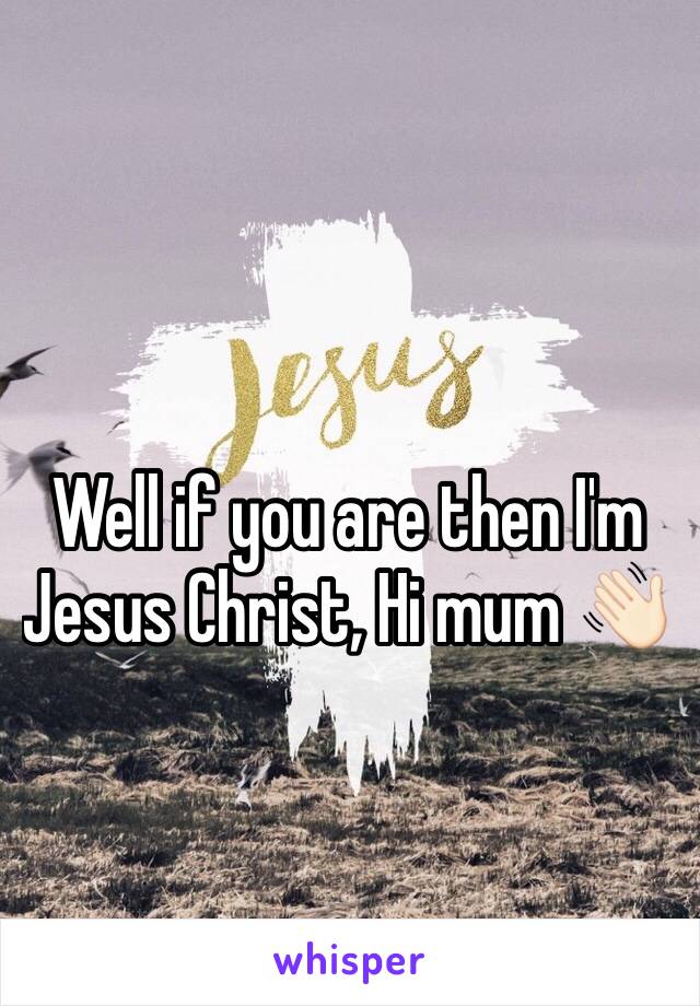 Well if you are then I'm Jesus Christ, Hi mum 👋🏻