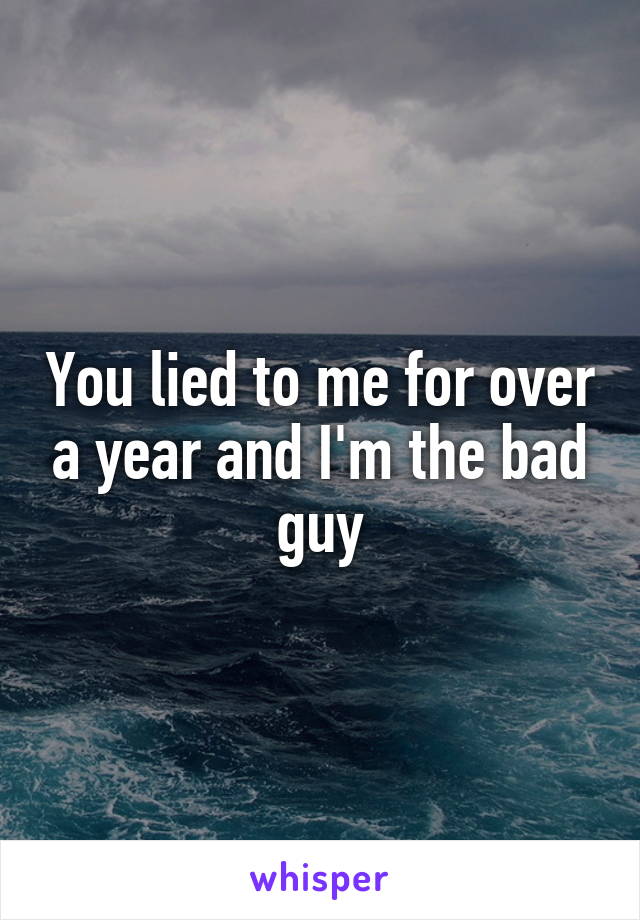 You lied to me for over a year and I'm the bad guy