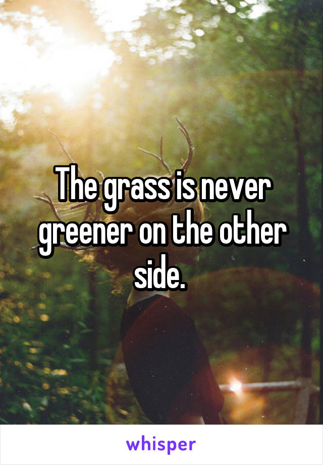 The grass is never greener on the other side. 