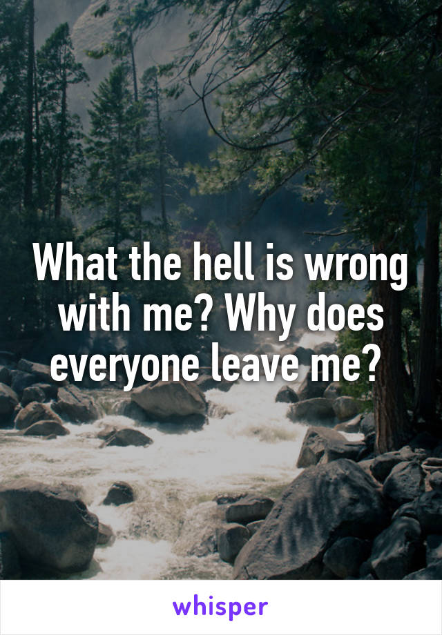 What the hell is wrong with me? Why does everyone leave me? 