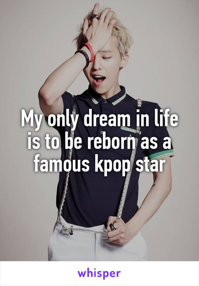 My only dream in life is to be reborn as a famous kpop star