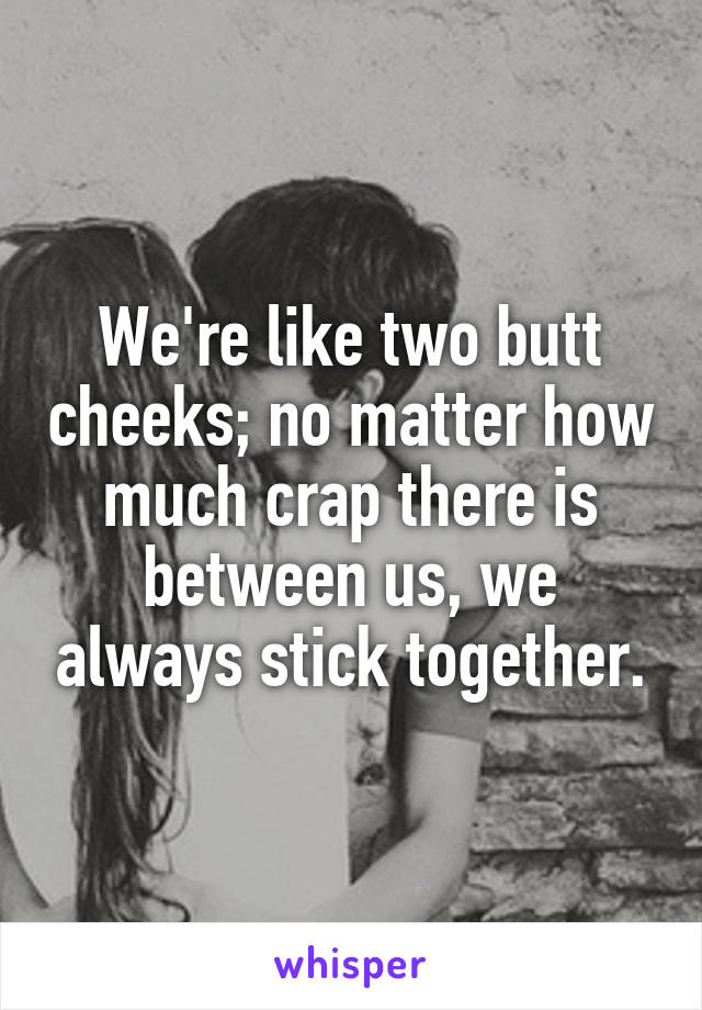 We're like two butt cheeks; no matter how much crap there is between us, we always stick together.