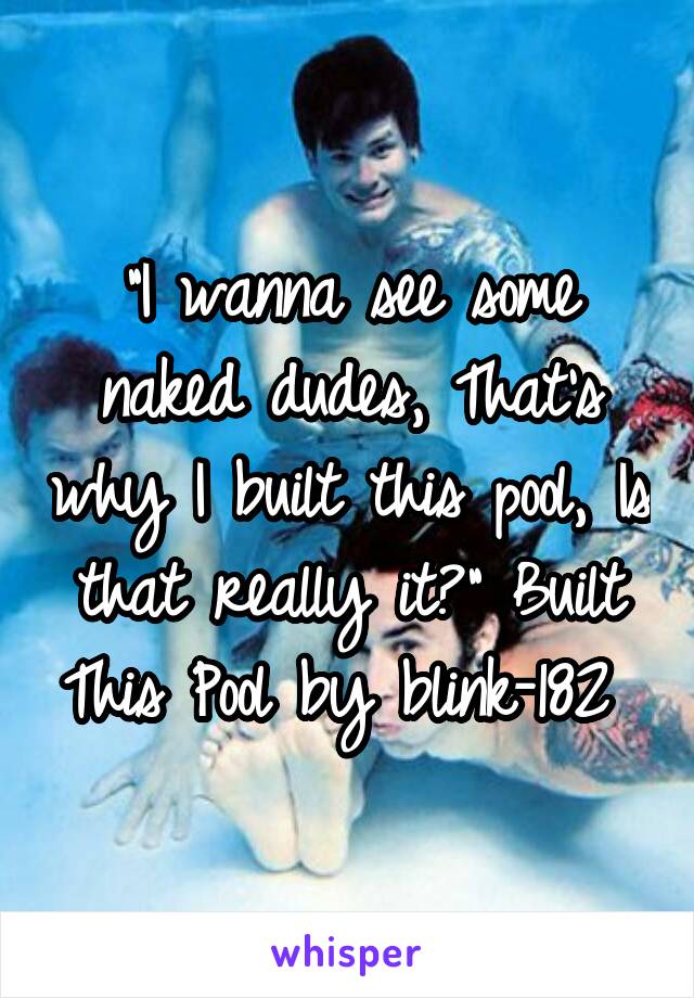 "I wanna see some naked dudes, That's why I built this pool, Is that really it?" Built This Pool by blink-182 