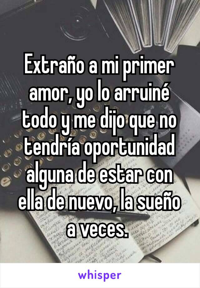 Extraño a mi primer amor, yo lo arruiné todo y me dijo que no tendría oportunidad alguna de estar con ella de nuevo, la sueño a veces. 