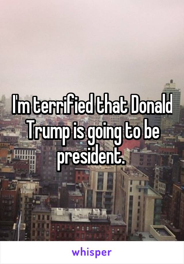 I'm terrified that Donald Trump is going to be president. 