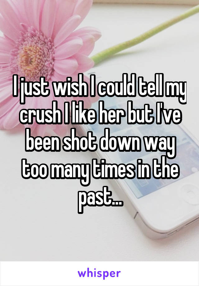 I just wish I could tell my crush I like her but I've been shot down way too many times in the past...