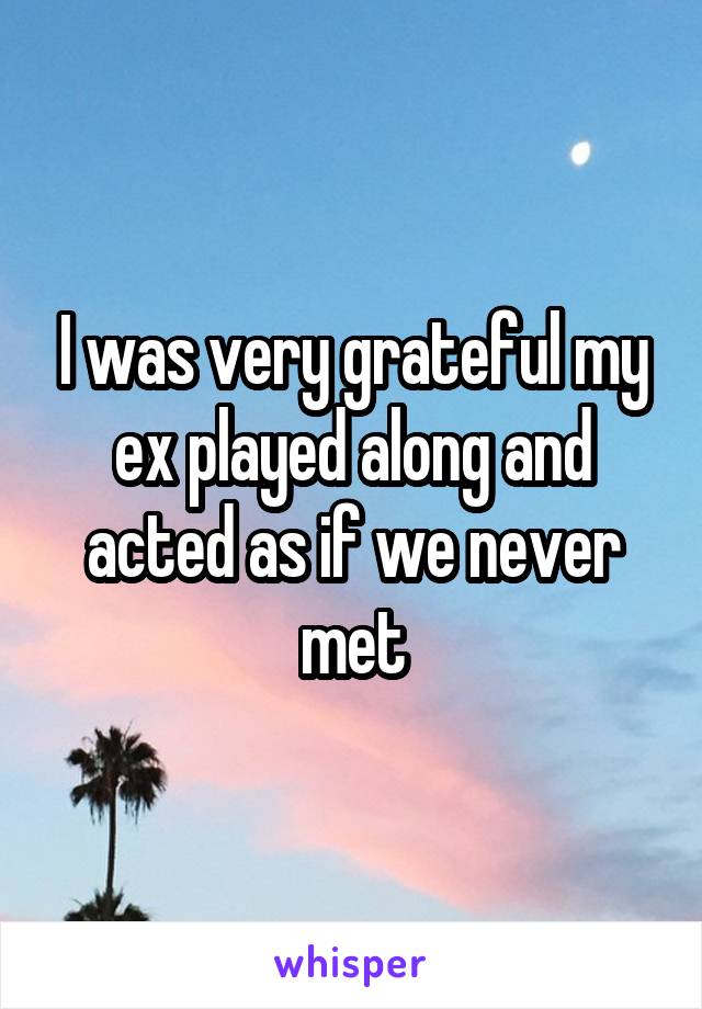 I was very grateful my ex played along and acted as if we never met