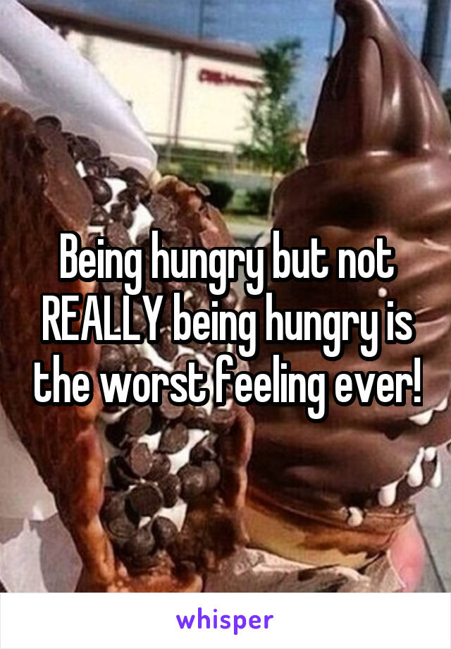 Being hungry but not REALLY being hungry is the worst feeling ever!