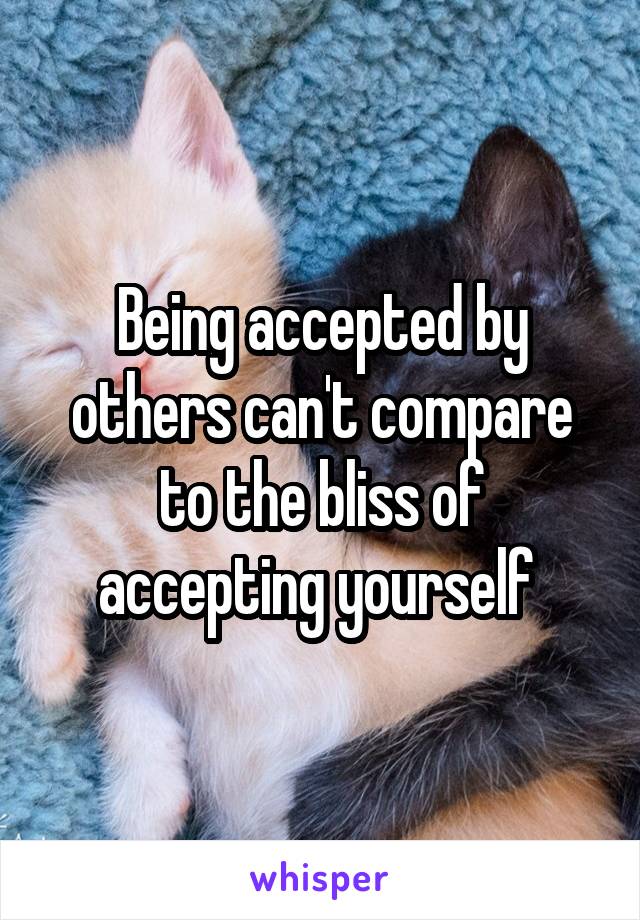 Being accepted by others can't compare to the bliss of accepting yourself 