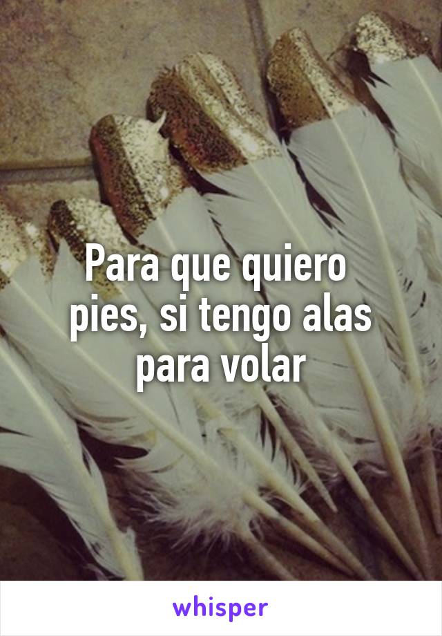 Para que quiero 
pies, si tengo alas para volar