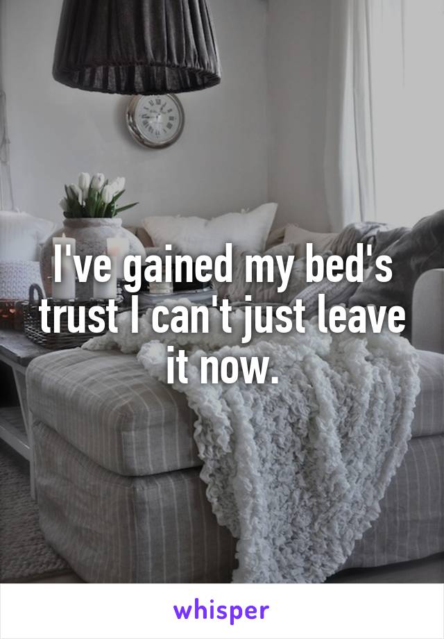 I've gained my bed's trust I can't just leave it now.