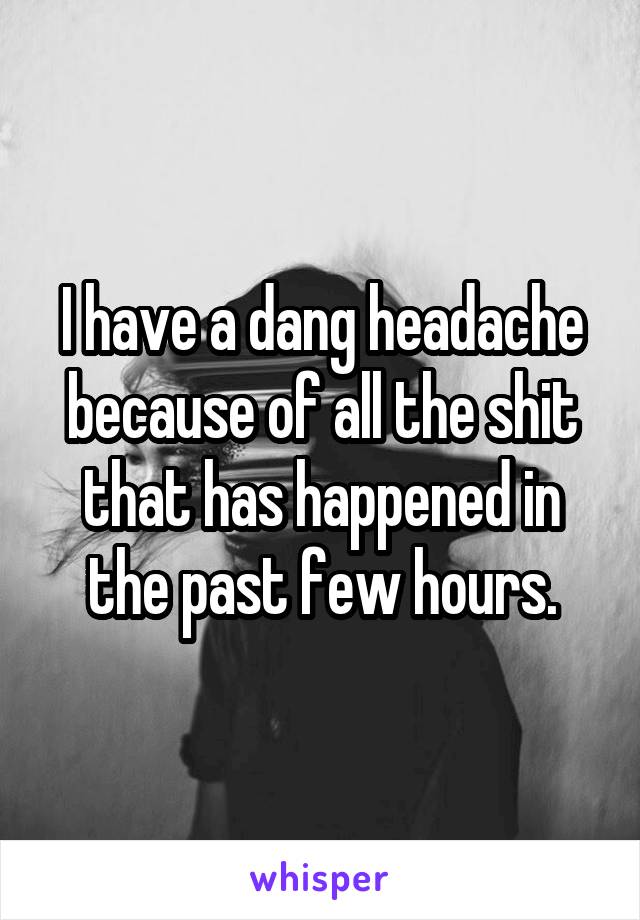 I have a dang headache because of all the shit that has happened in the past few hours.