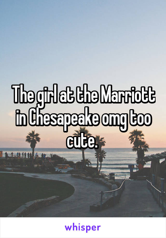 The girl at the Marriott in Chesapeake omg too cute. 