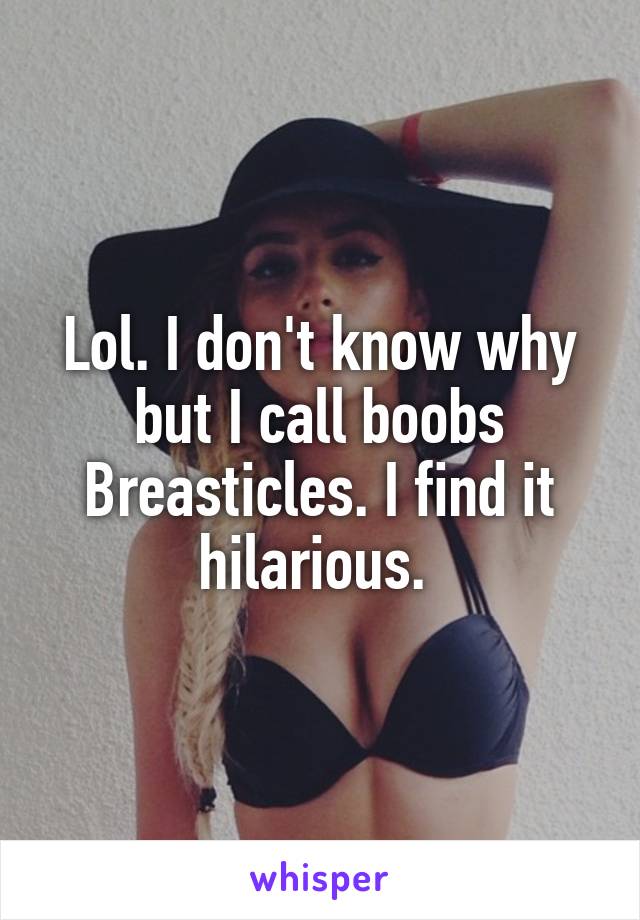 Lol. I don't know why but I call boobs Breasticles. I find it hilarious. 