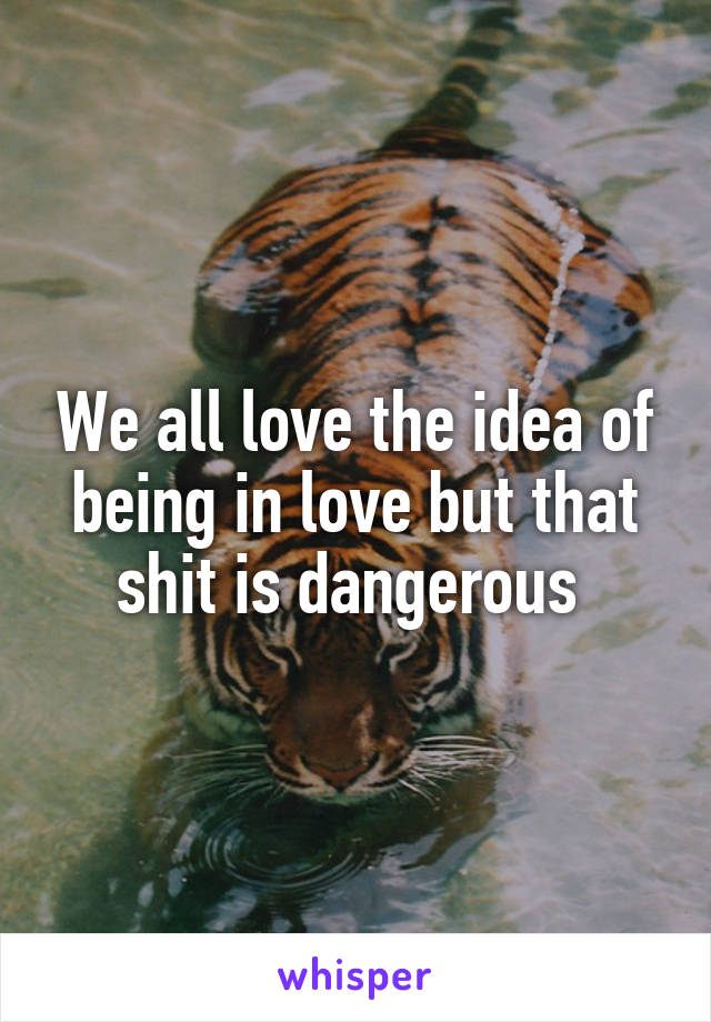 We all love the idea of being in love but that shit is dangerous 