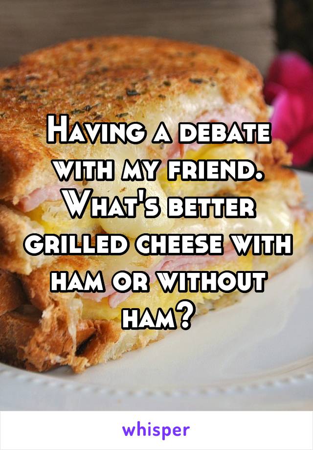 Having a debate with my friend. What's better grilled cheese with ham or without ham?