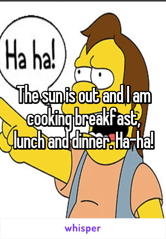 The sun is out and I am cooking breakfast, lunch and dinner. Ha-ha!