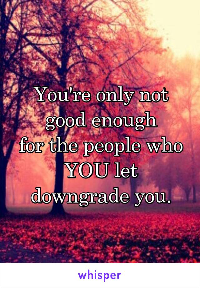 You're only not good enough
for the people who
YOU let downgrade you.