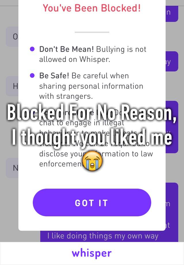 Blocked For No Reason, I thought you liked me 😭