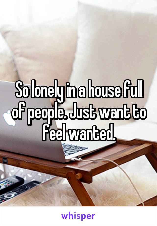 So lonely in a house full of people. Just want to feel wanted.