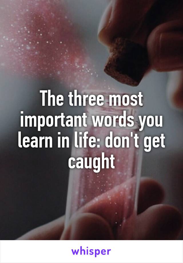 The three most important words you learn in life: don't get caught