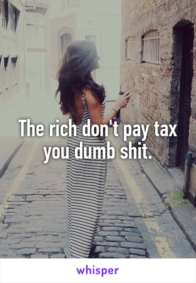 The rich don't pay tax you dumb shit.