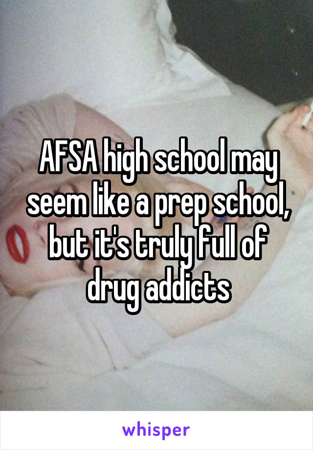 AFSA high school may seem like a prep school, but it's truly full of drug addicts