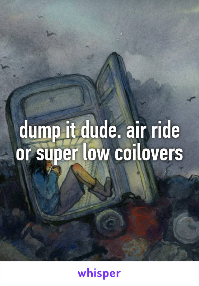 dump it dude. air ride or super low coilovers