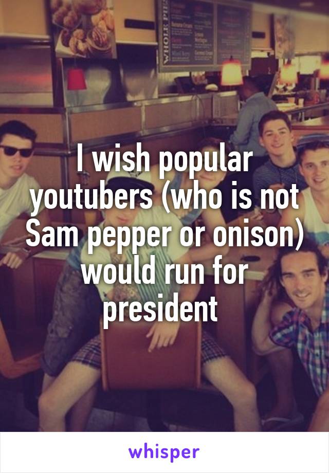 I wish popular youtubers (who is not Sam pepper or onison) would run for president 