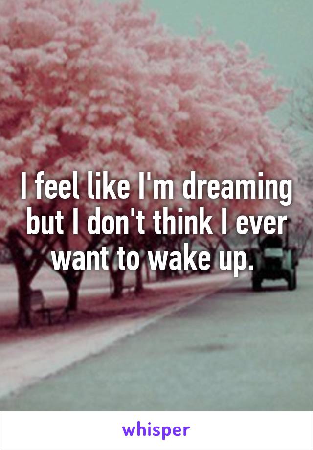 I feel like I'm dreaming but I don't think I ever want to wake up. 