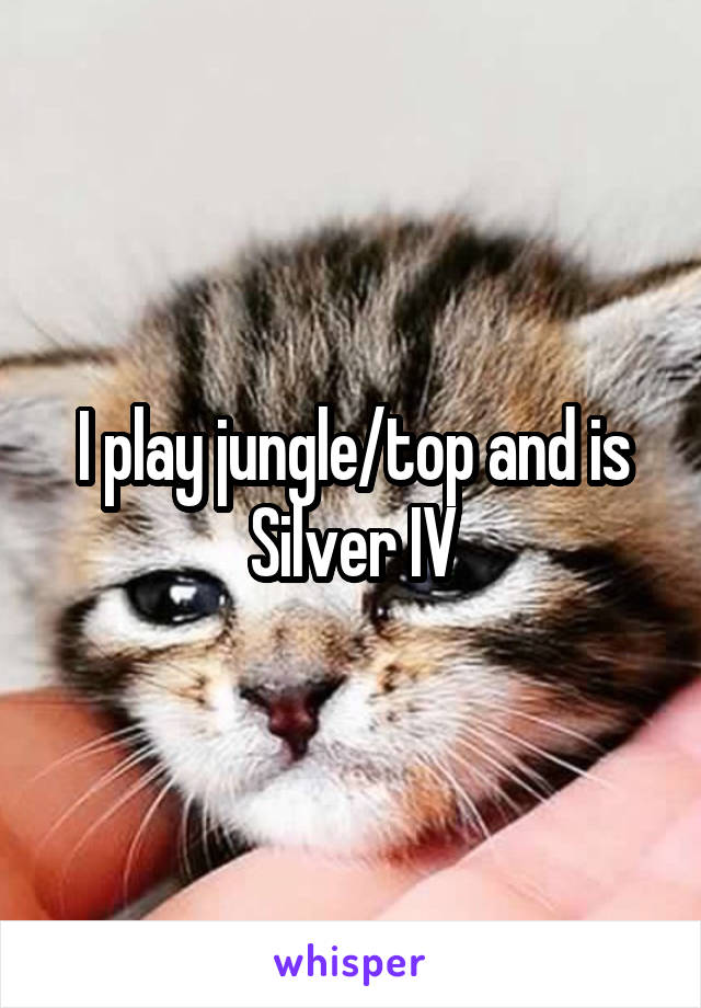 I play jungle/top and is Silver IV