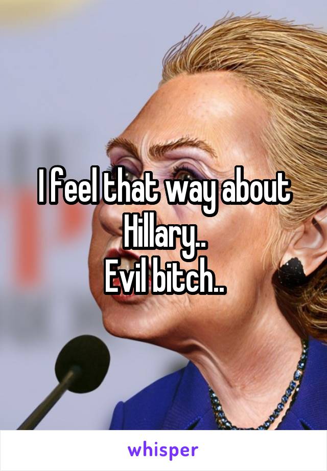 I feel that way about Hillary..
Evil bitch..