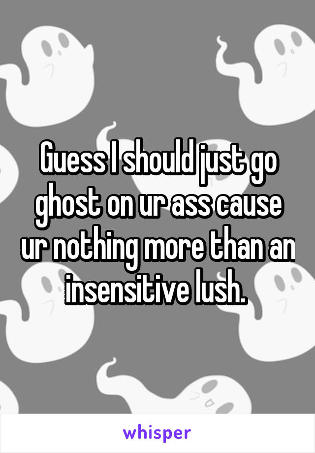 Guess I should just go ghost on ur ass cause ur nothing more than an insensitive lush. 