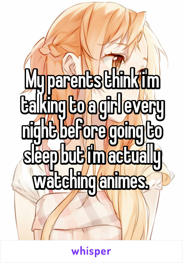 My parents think i'm talking to a girl every night before going to sleep but i'm actually watching animes. 