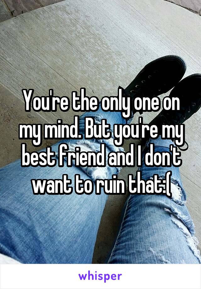 You're the only one on my mind. But you're my best friend and I don't want to ruin that:(