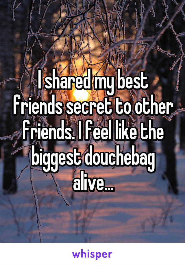 I shared my best friends secret to other friends. I feel like the biggest douchebag alive...