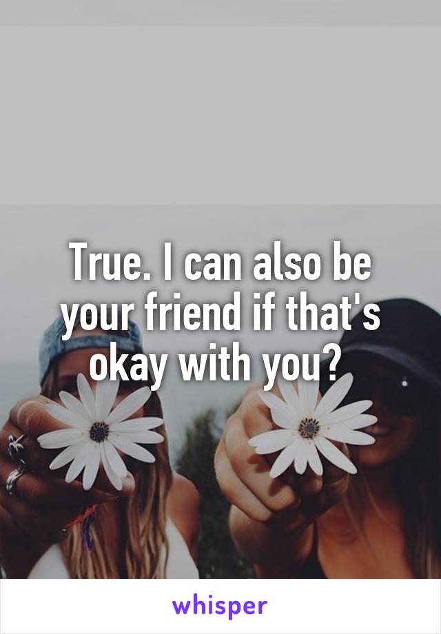 True. I can also be your friend if that's okay with you? 